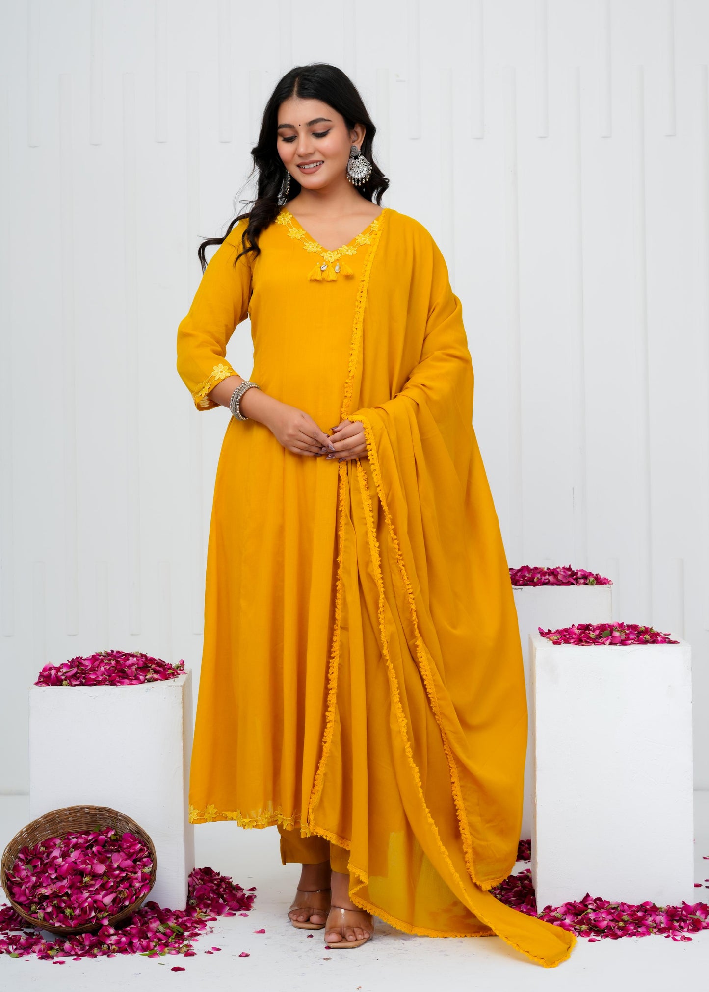 Pure Cotton Kurta With Pant & Dupatta