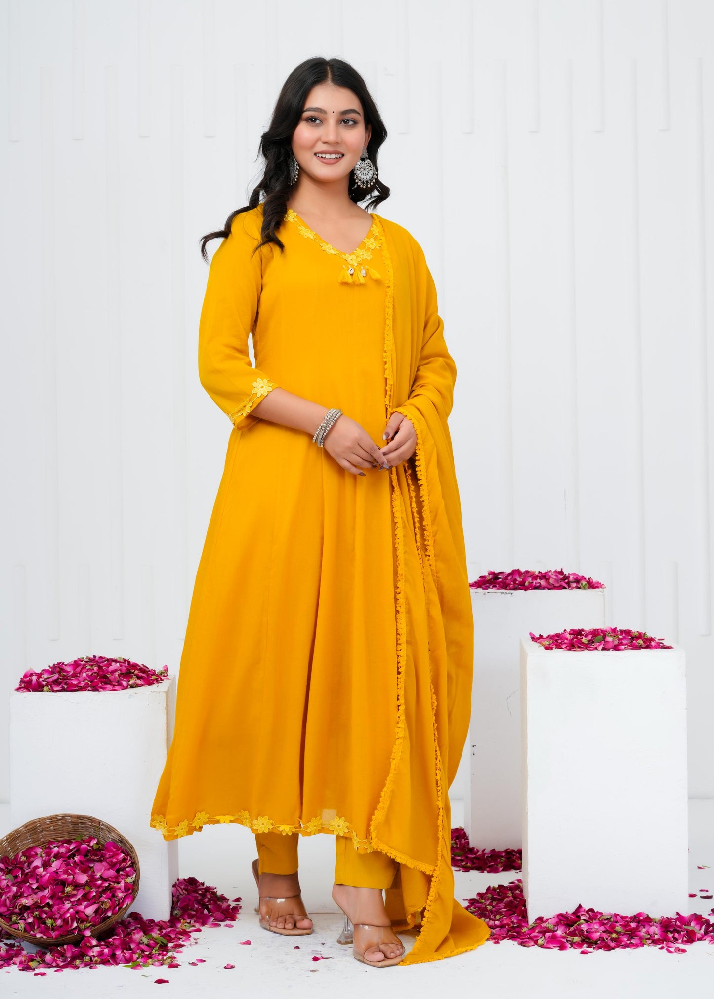 Pure Cotton Kurta With Pant & Dupatta