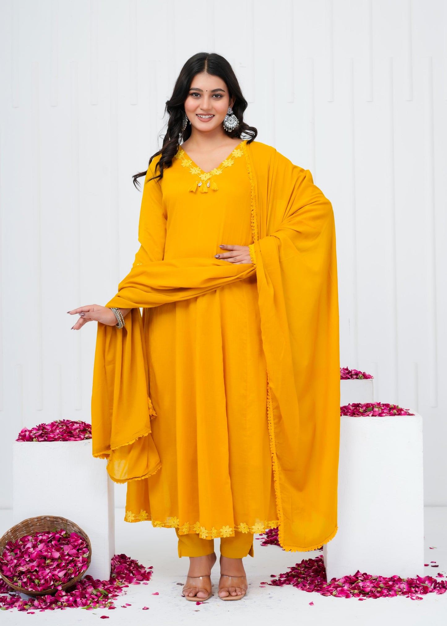 Pure Cotton Kurta With Pant & Dupatta