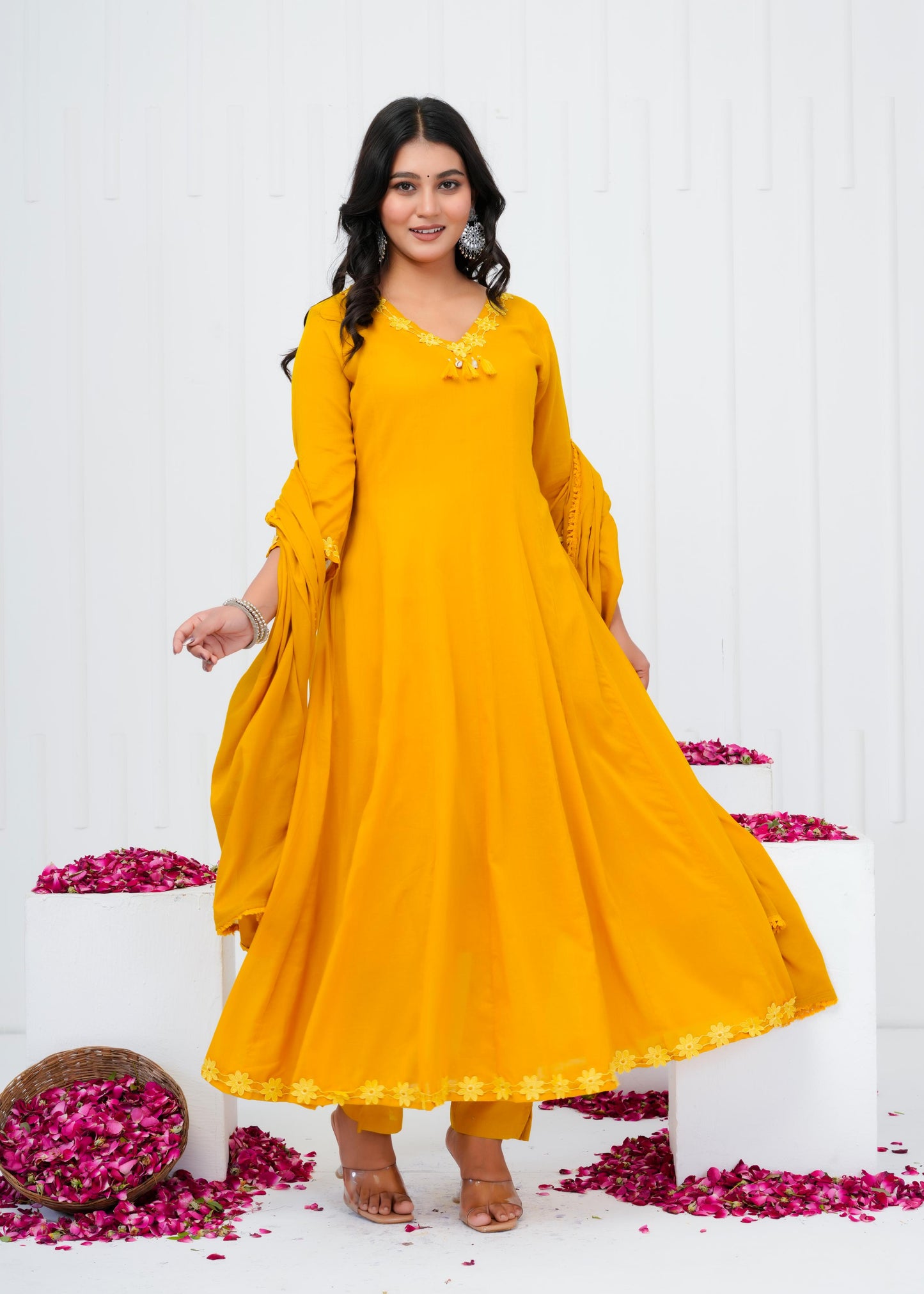 Pure Cotton Kurta With Pant & Dupatta