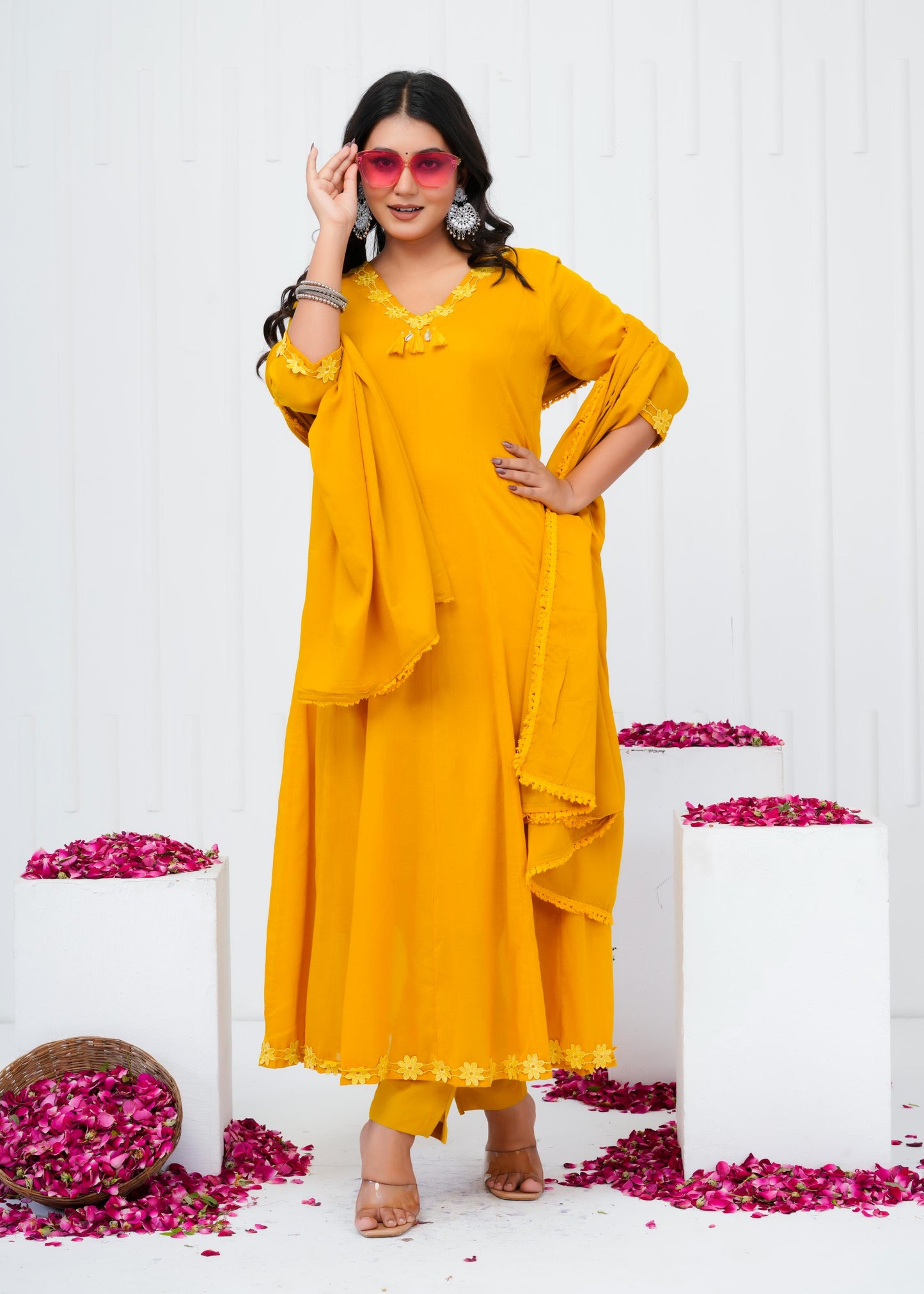 Pure Cotton Kurta With Pant & Dupatta