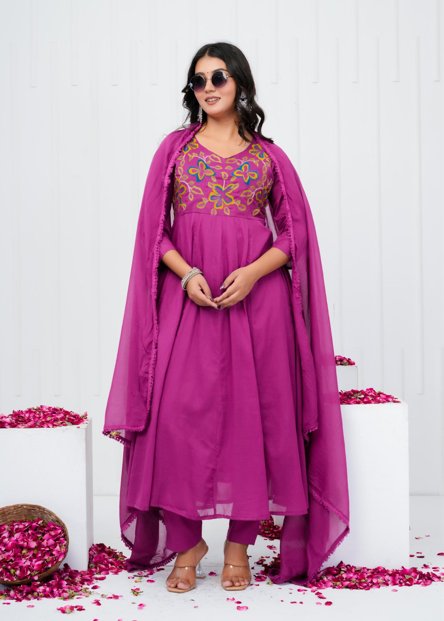 Pure Cotton Kurta With Pant & Dupatta