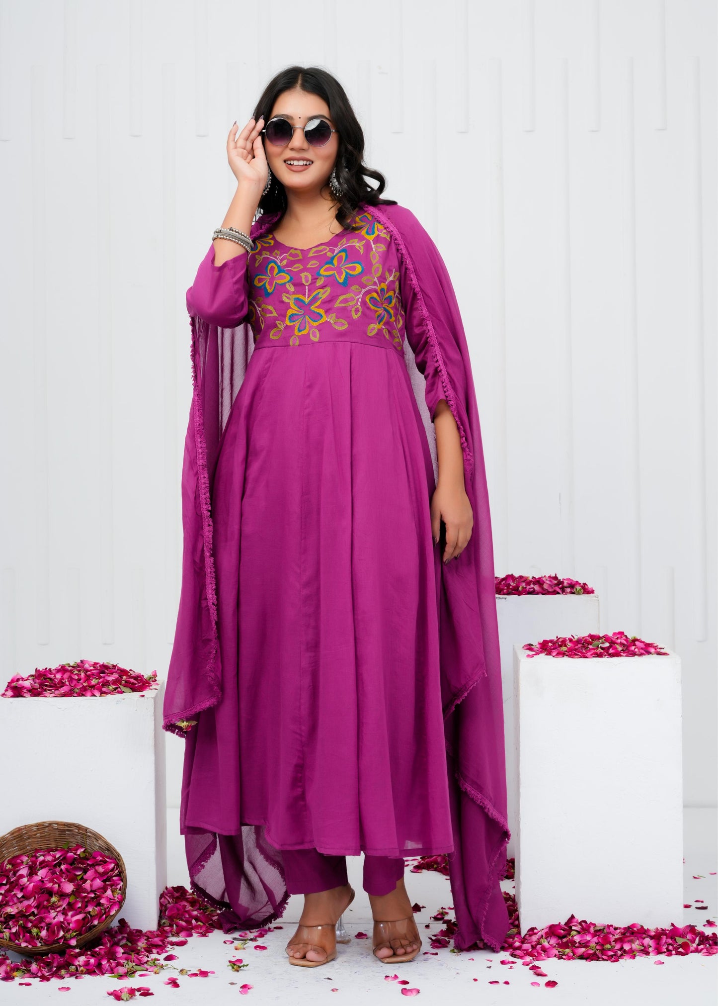Pure Cotton Kurta With Pant & Dupatta