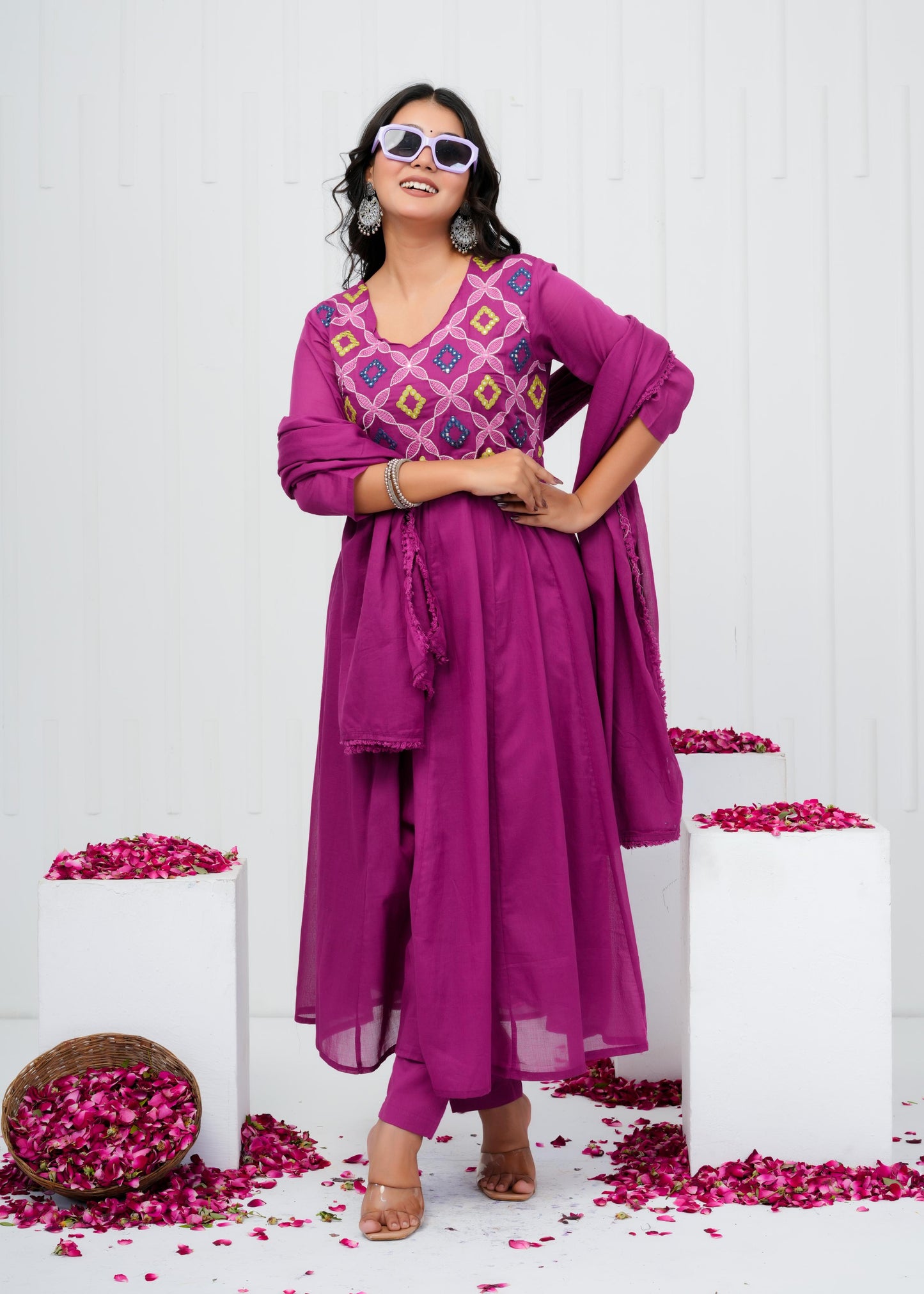 Pure Cotton Kurta With Pant & Dupatta