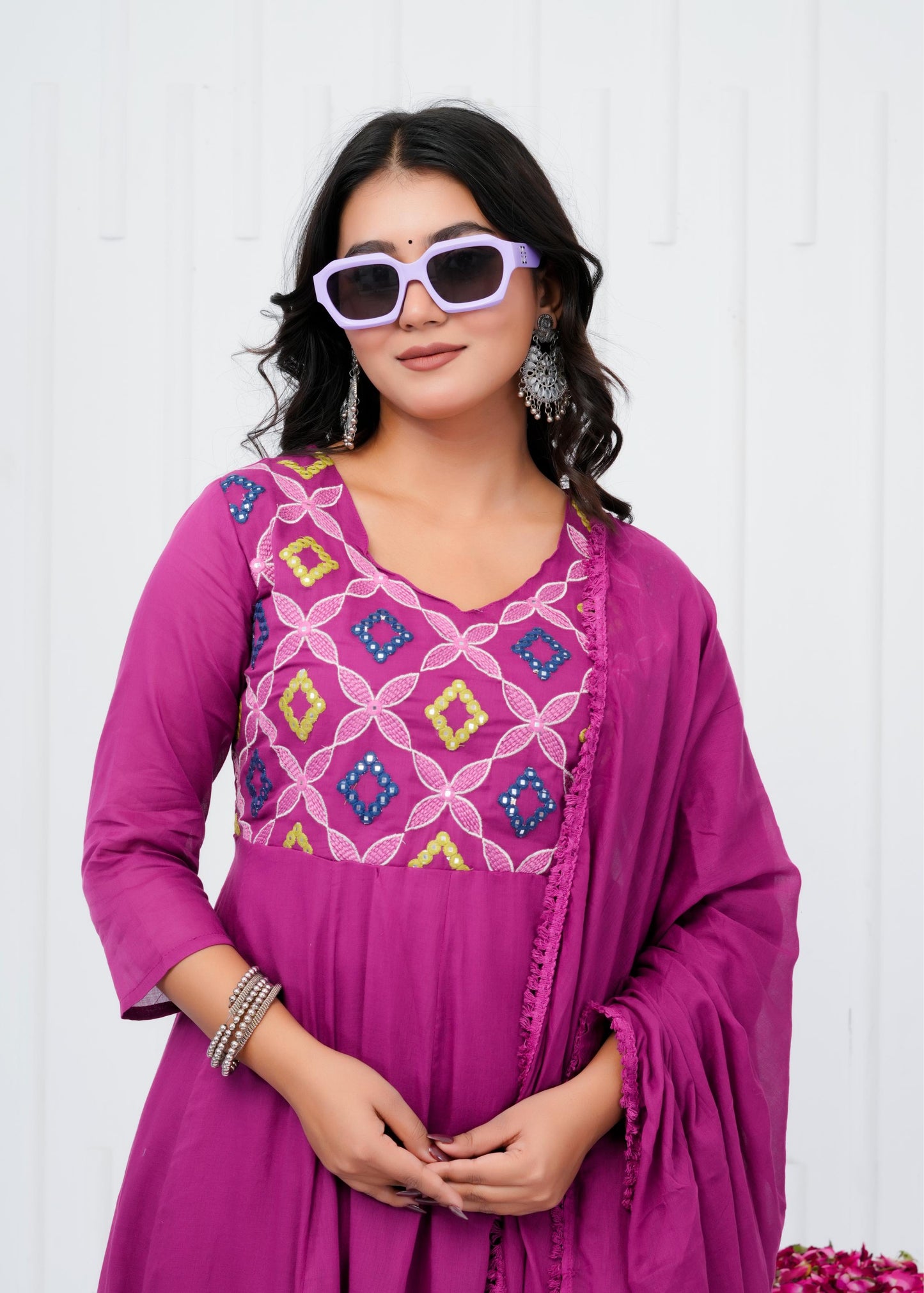 Pure Cotton Kurta With Pant & Dupatta