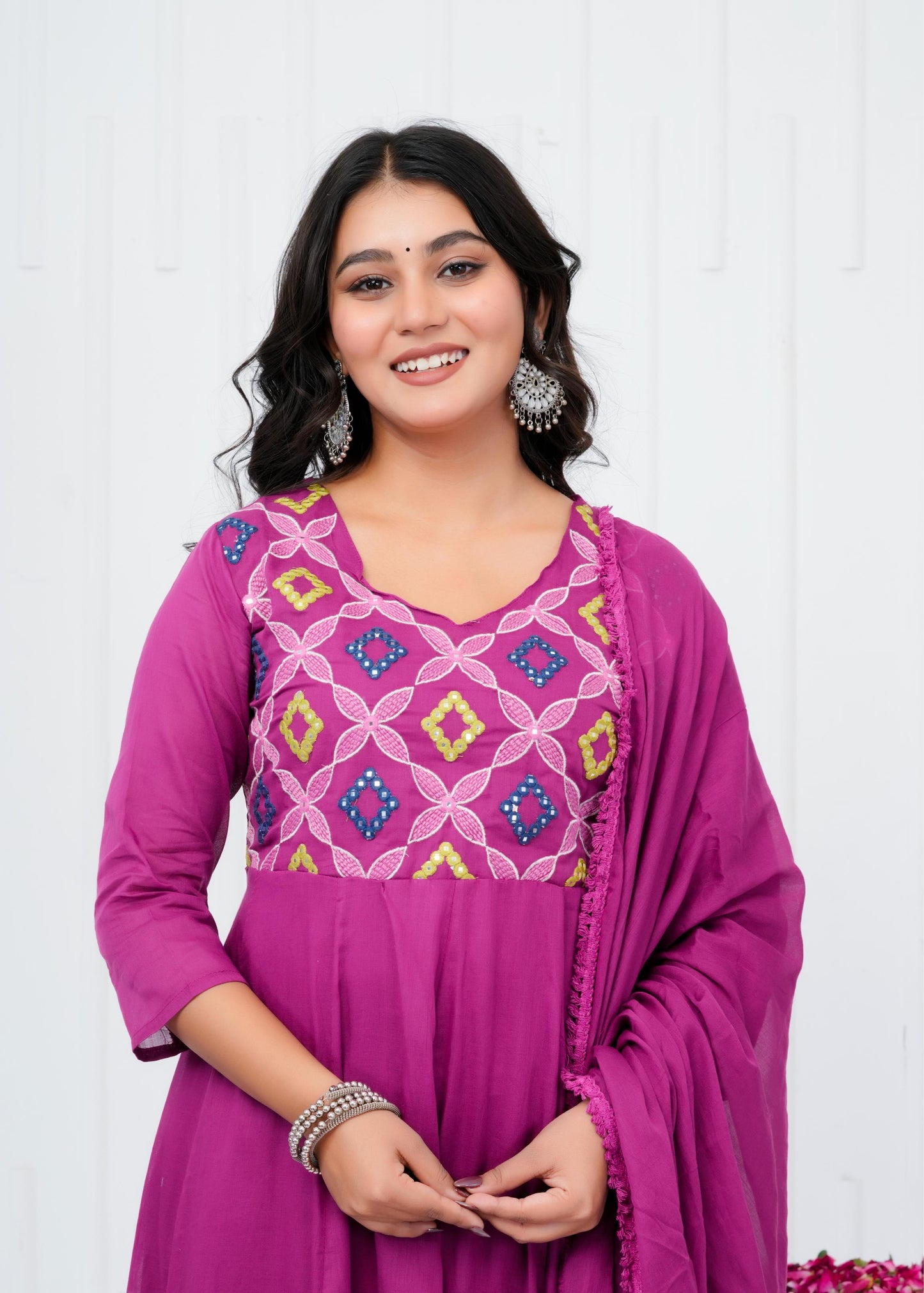 Pure Cotton Kurta With Pant & Dupatta