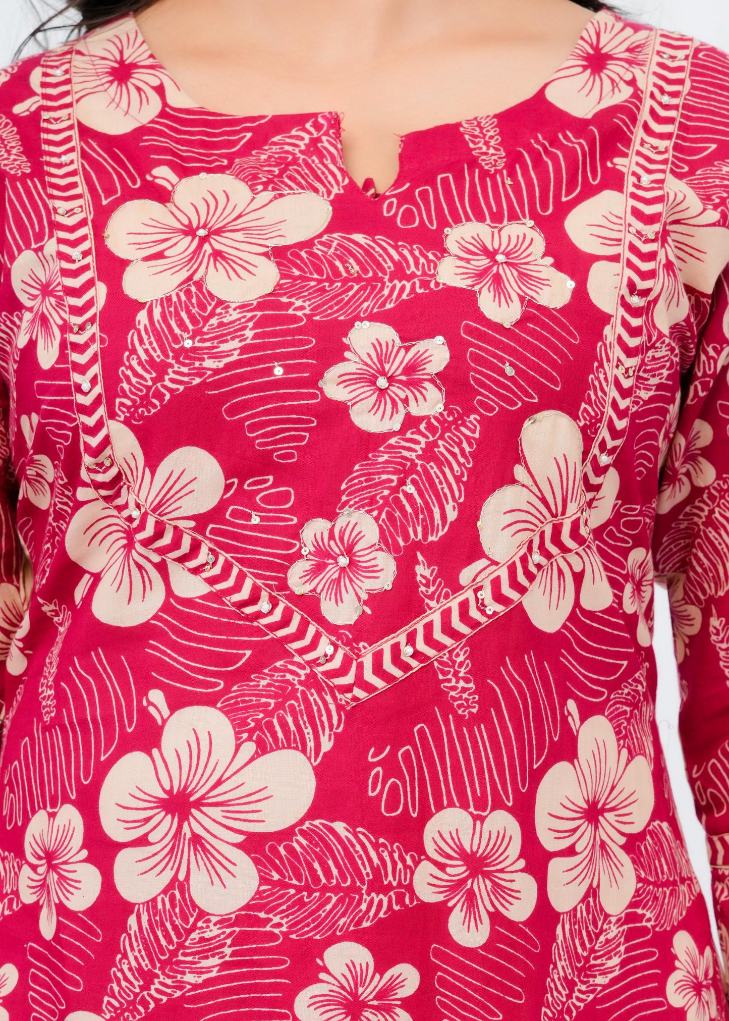 Pure Cotton Kurta With Pant & Dupatta