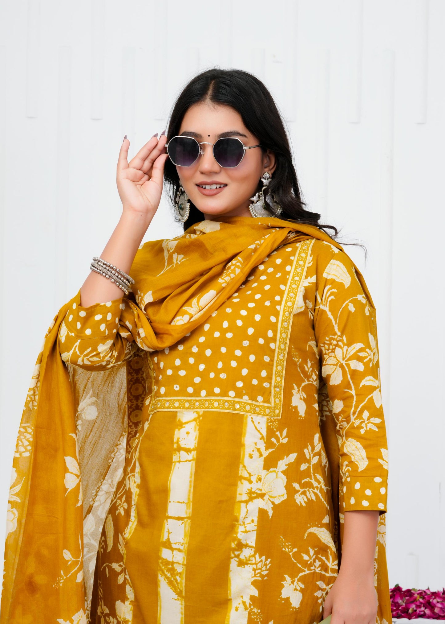 Pure Cotton Kurta With Pant & Dupatta