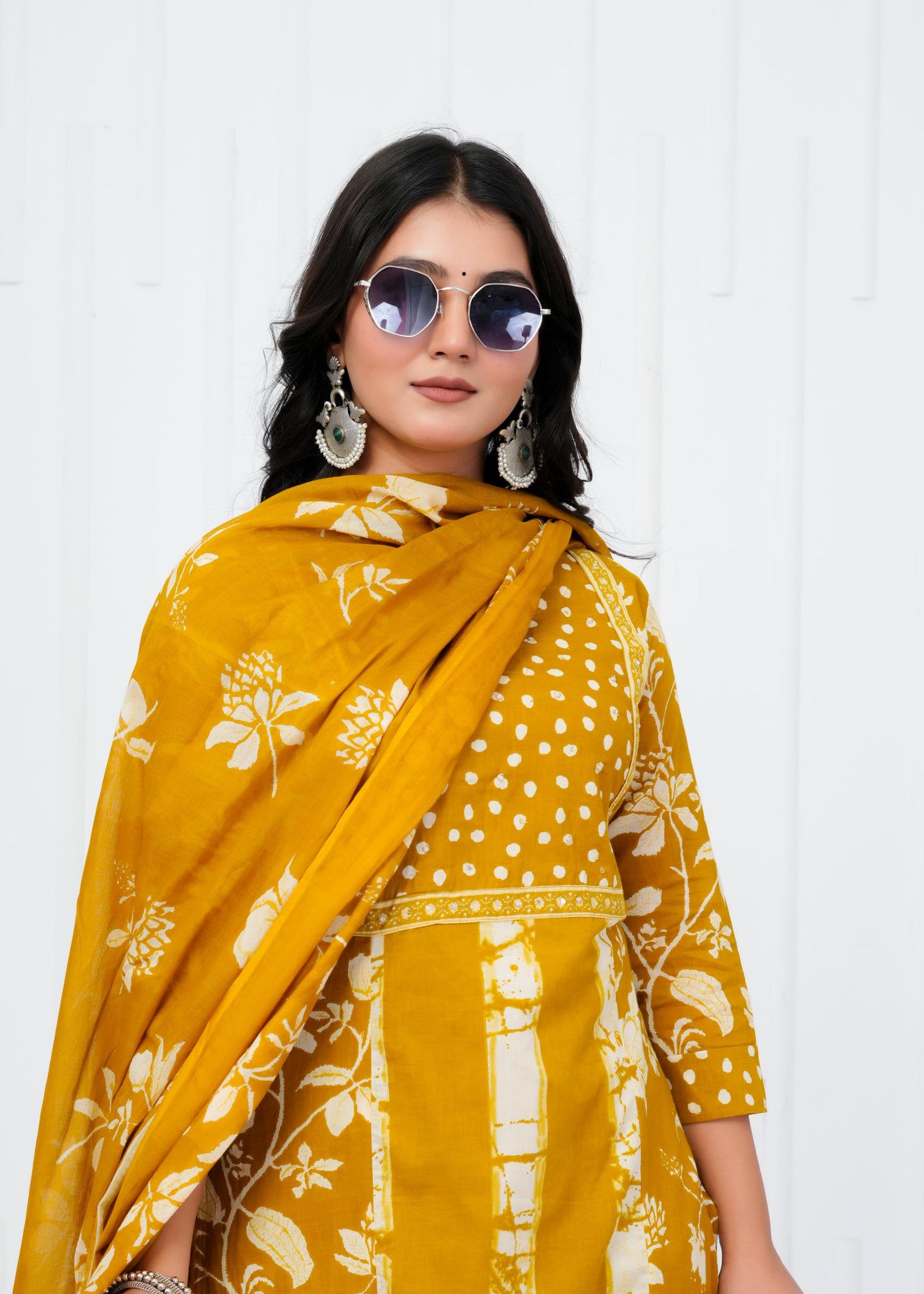 Pure Cotton Kurta With Pant & Dupatta