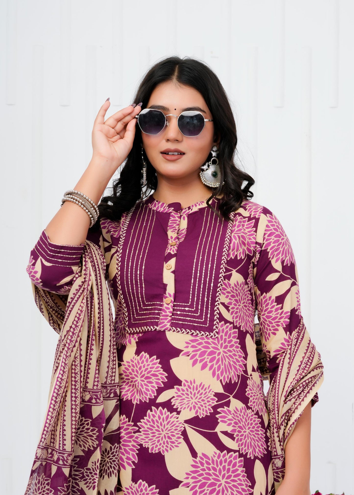 Pure Cotton Kurta With Pant & Dupatta