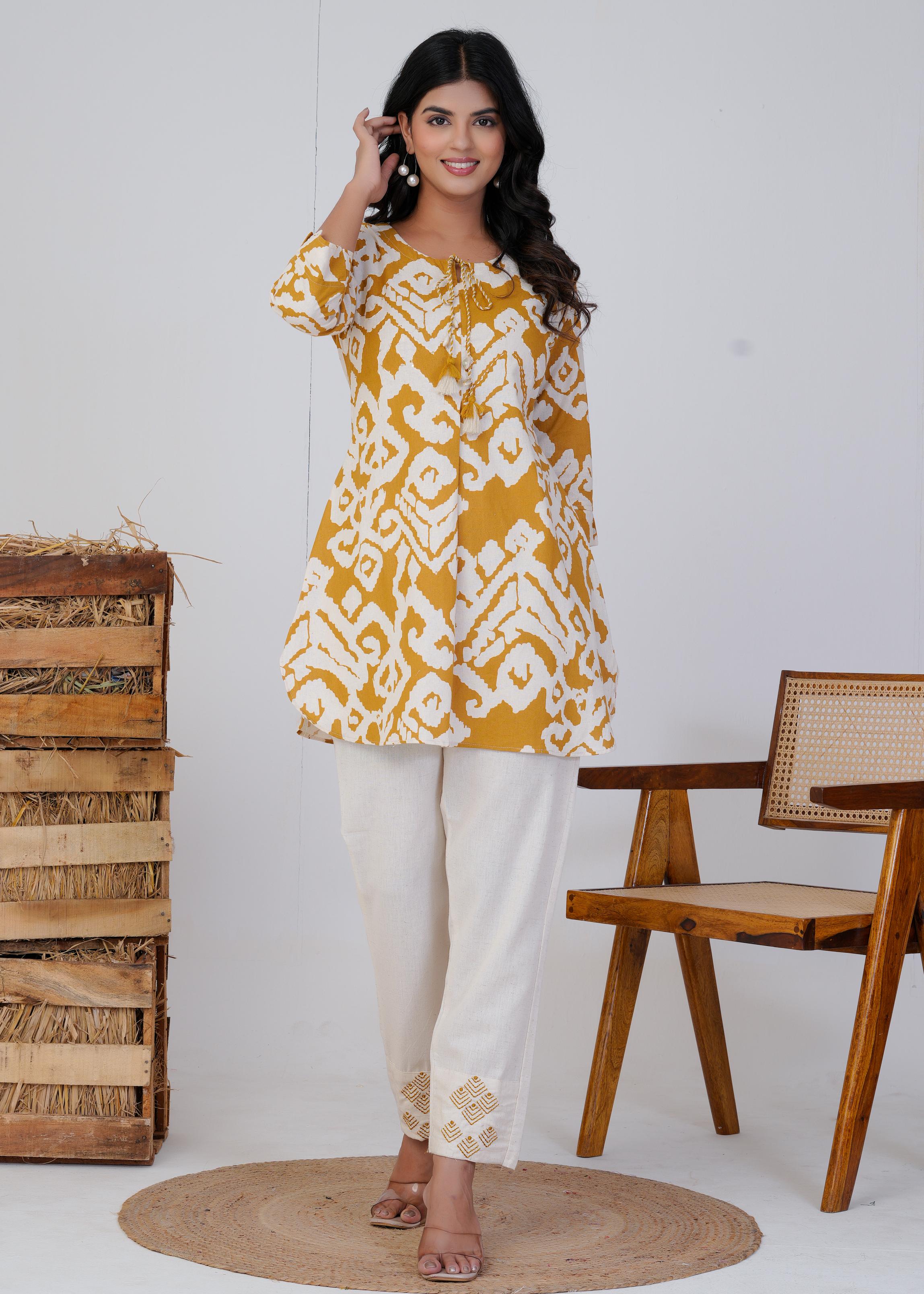 Women's , Yellow Cotton Printed  Co-Ord Set, Night Suit Set