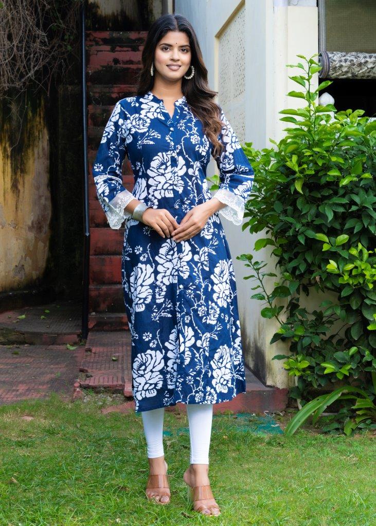 Pure Cotton, A-line printed Kurta